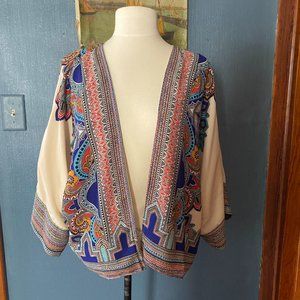 Anthropologie art deco print capelet. Made in USA.